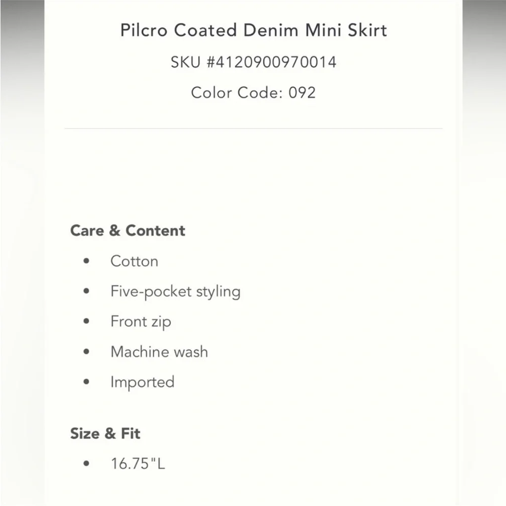 Pilcro Light Blue with silver metallic Mini Skirt - Picture 5 of 10